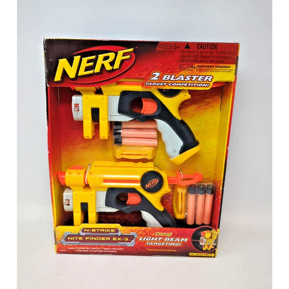 Nerf N-Strike Nite Finder EX-3 Light Beam Targeting Toy Gun 2 Pack Vtg 2006 New - Picture 1 of 4